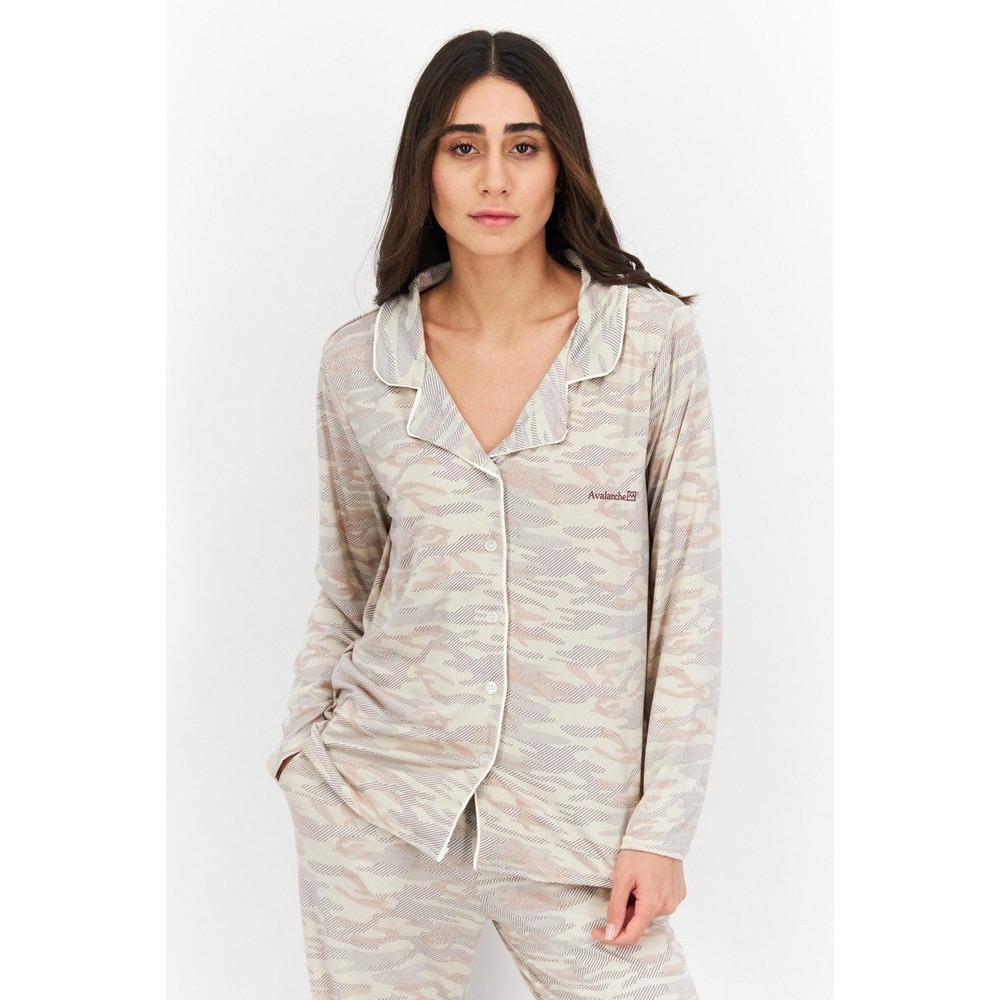 Avalanche Outdoor Supply Co Gray Camo Pajama Set Womens Large Button Jogger